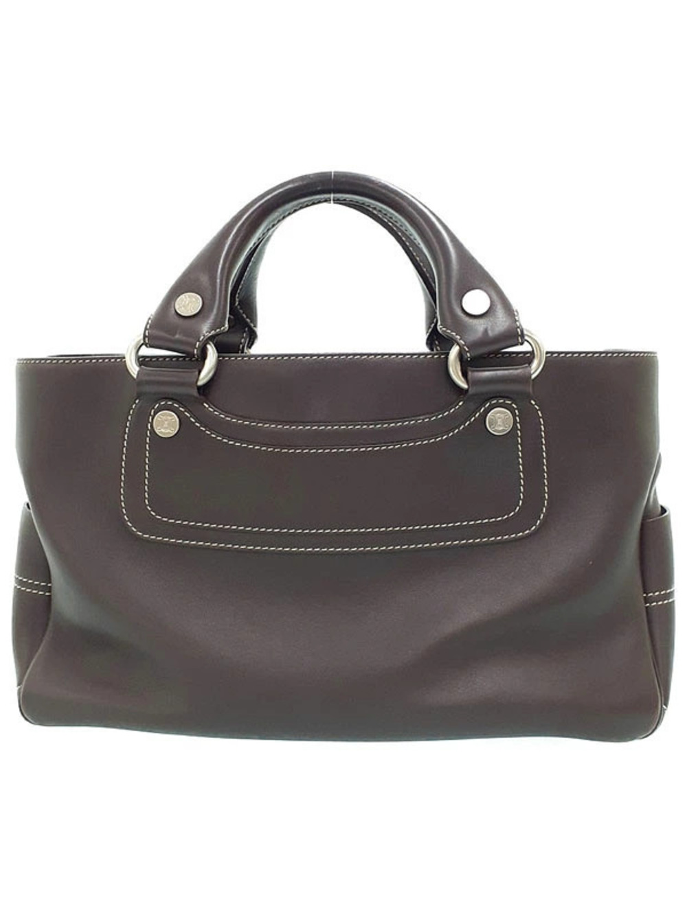 Celine Boogie Bag contrast stitching Leather Brown